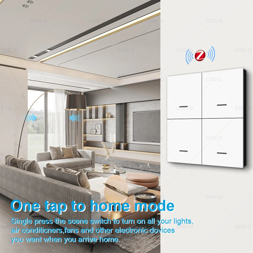 Tuya Zigbee Wireless Smart Scene Switch 4 Gang 12 Modes Home Automatic Lighting Scene Button Controller Need ZigBee Gateway