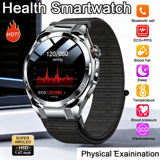 2026 New Accurate Measurement Health Smart Watch Blood Pressure Blood Lipids ECG+PPG Uric Acid BT HD Call Smartwatch Men Women
