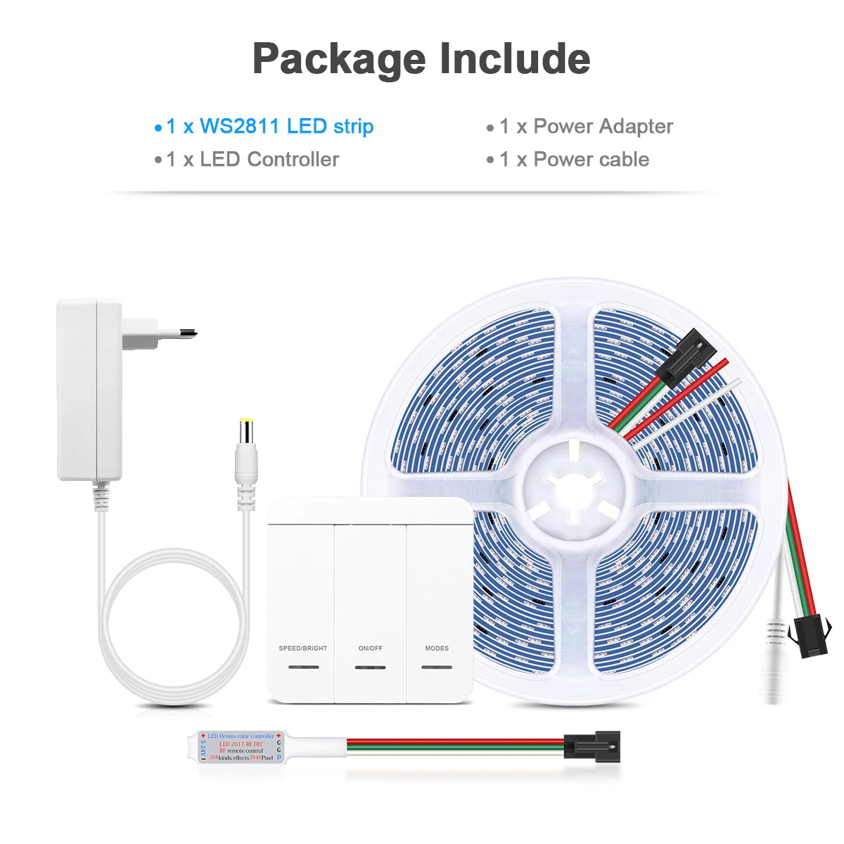 Smart Addressable Pixel WS2811 LED Strip Light 5M 10M KIT Running Water Flow Chasing LED Tape For Wall Ceiling Cabinet Decoratio