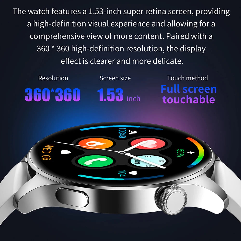 2026 New Smart Watch Men Full Touch Screen Heart Rate Health Monitor Sports Watches Bluetooth Call Smartwatch Man