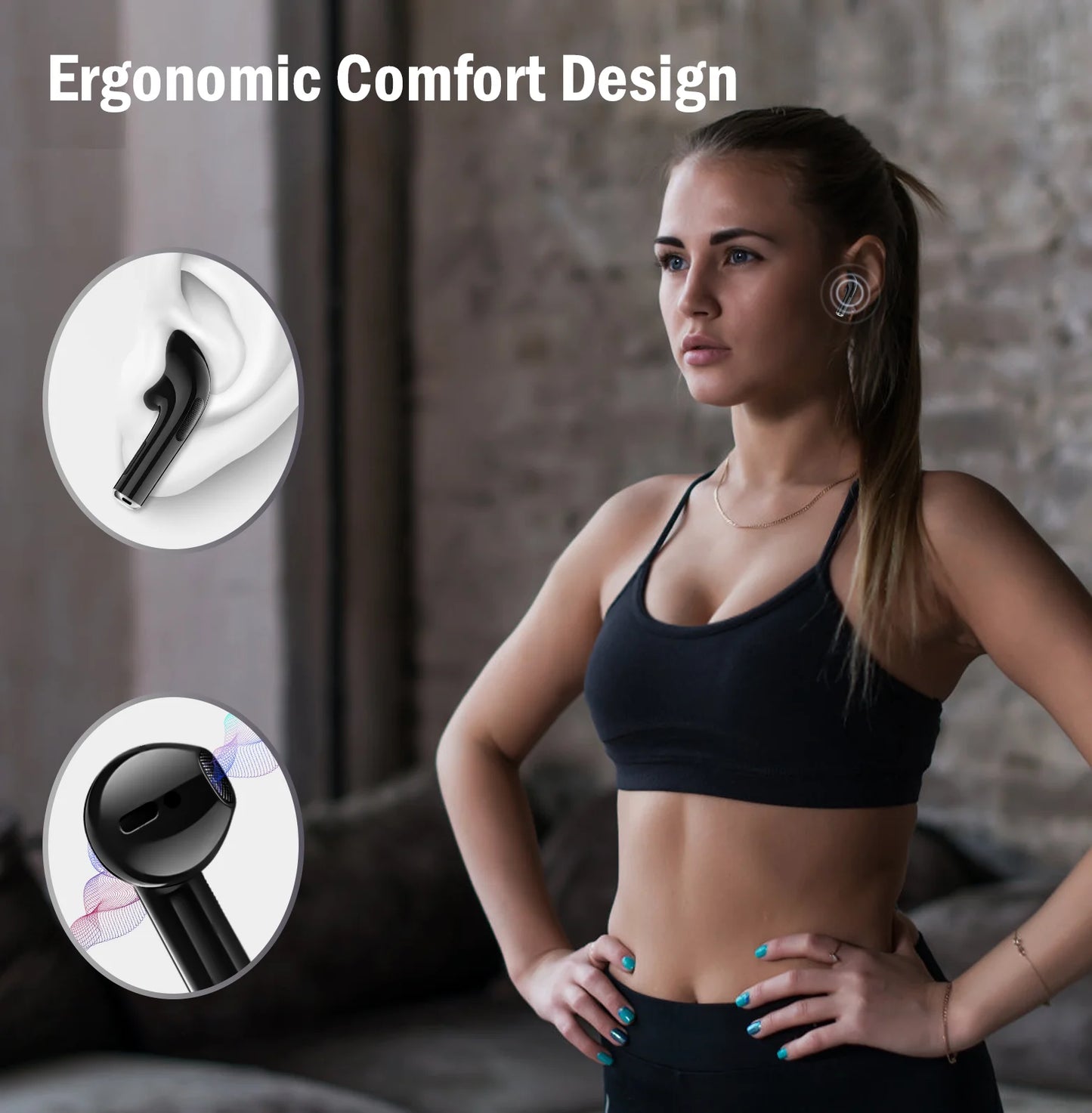 1HORA AUT119 Wireless headphones TWS Bluetooth 5.3 Clear sound In-ear headset Compatible with IOS/Android/tablets