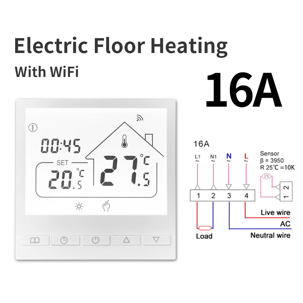 Tuya WiFi Smart Thermostat Water/Gas Boiler Electric Floor Water Heating Temperature Controller APP voice control Goole Home