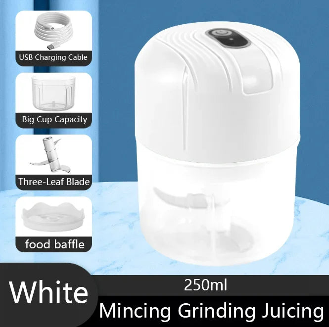 Mini Electric Garlic Masher Wireless Portable Food Processor Home Kitchen USB Charging Garlic Masher