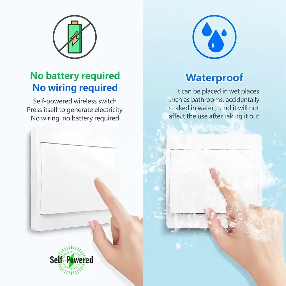 433MHz Wireless Smart On Off Switch 220V Mini Relay,86 Self-Powered Push Button Wall Switch No Need Battery for Home Improvement