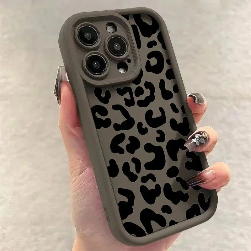 Stylish Leopard Print Phone Case, Retro Aesthetic Shockproof Cover For iPhone 17 14 15 16 Pro Max 11 12 13 Soft Thickened Cover
