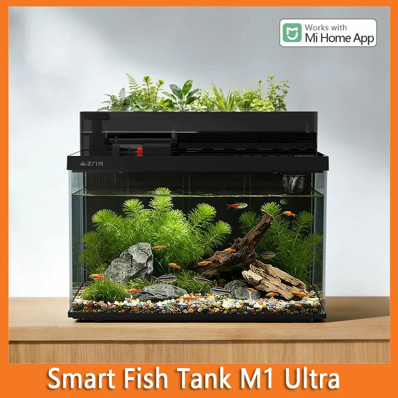 2026 Smart Desktop Fish Tank M1 Ultra 32L Remote Feeding Temperature Monitor Smart RGB Light System Aquarium Tank For MiHome APP