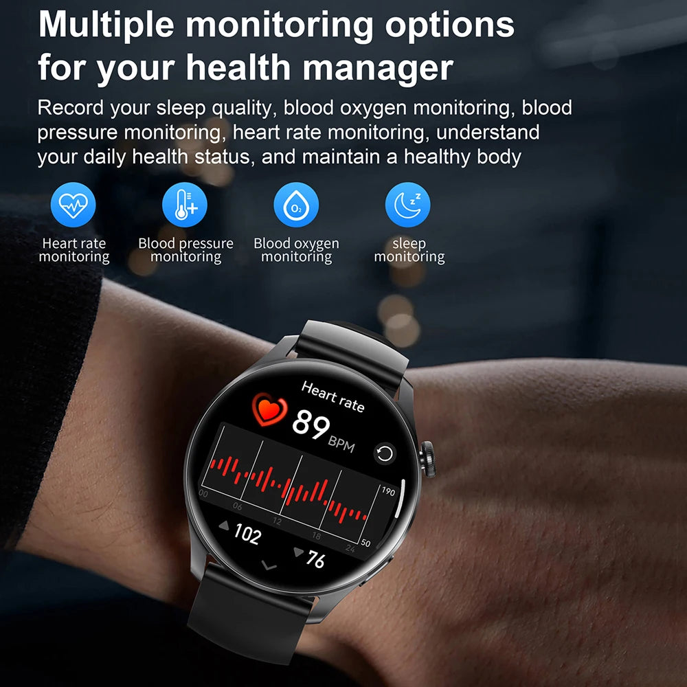 2026 New Smart Watch Men Full Touch Screen Heart Rate Health Monitor Sports Watches Bluetooth Call Smartwatch Man