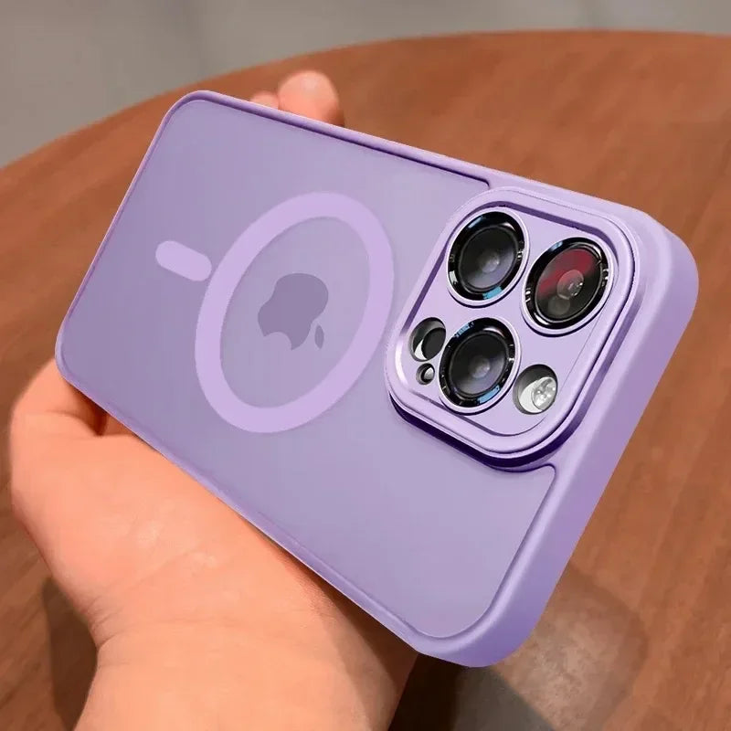 Magnetic Luxury Matte Translucent Armor Shockproof Case For iPhone 16 14 13 15 Pro Max Plus For Magsafe Wireless Charge Cover