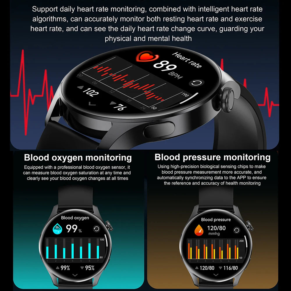 2026 New Smart Watch Men Full Touch Screen Heart Rate Health Monitor Sports Watches Bluetooth Call Smartwatch Man