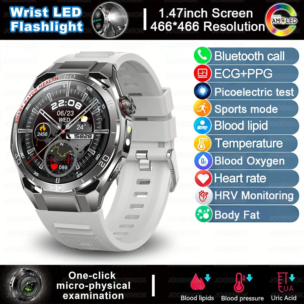 2026 New Accurate Measurement Health Smart Watch Blood Pressure Blood Lipids ECG+PPG Uric Acid BT HD Call Smartwatch Men Women