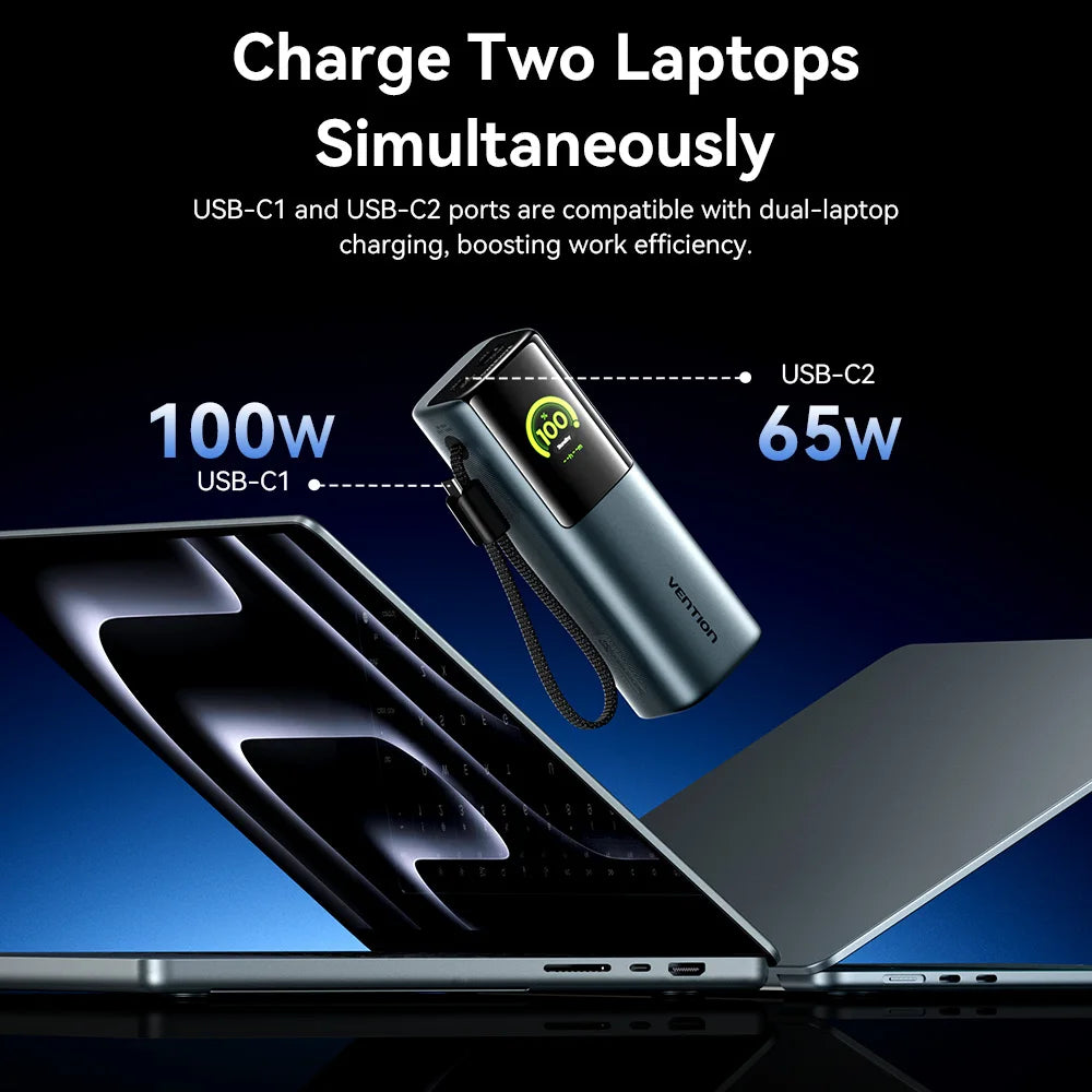 Vention 165W Power Bank 20000mAh PD 3.0 100W Max Portable PowerBank for Laptop PD Fast Charging for iPhone 17 16 Samsung S25 S24