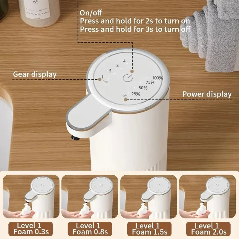 360ML Light Display Rechargeable 4-Gears Adjustable Foam/Gels Smart Infrared Automatic Sense Soap Dispenser For Kitchen Bathroom