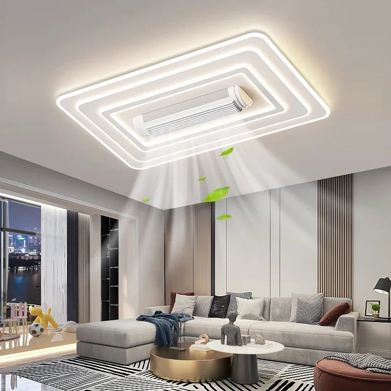 LED Invisible Bladeless Ceiling Fan Chandelier Smart Home Decoration for Living Room Bedroom Children's Room Indoor Lamps