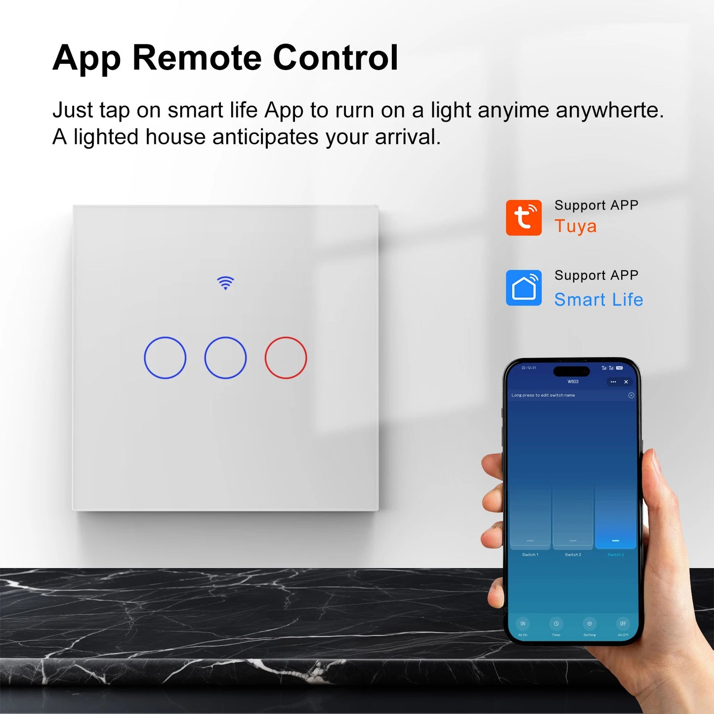 Tuya WiFi Touch Switch Light Wall Smart Switch for EU Smart Home Life Alexa Google Home 433RF WiFi Remote 1/2/3/4 Gang