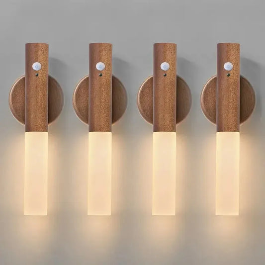 Smart Motion Sensor Night Light LED Rechargeable Magnetic Wall Lamp Portable for Hallway Bedroom Stairs Bathroom Cabinets Decor