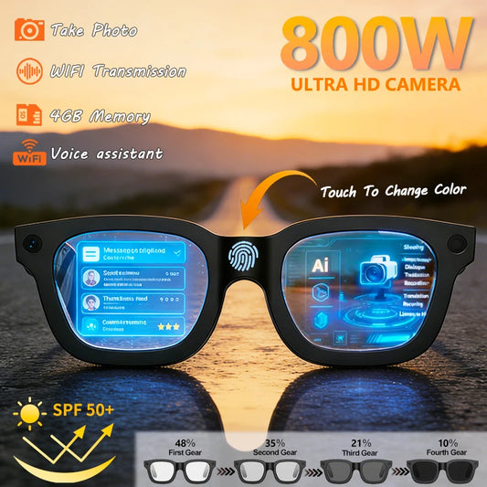 2026 Smart Glasses HD Photo Video OpenAI Translation Touch Photochromic Bluetooth Call Music
