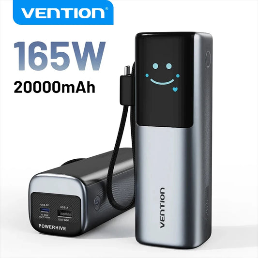 Vention 165W Power Bank 20000mAh PD 3.0 100W Max Portable PowerBank for Laptop PD Fast Charging for iPhone 17 16 Samsung S25 S24