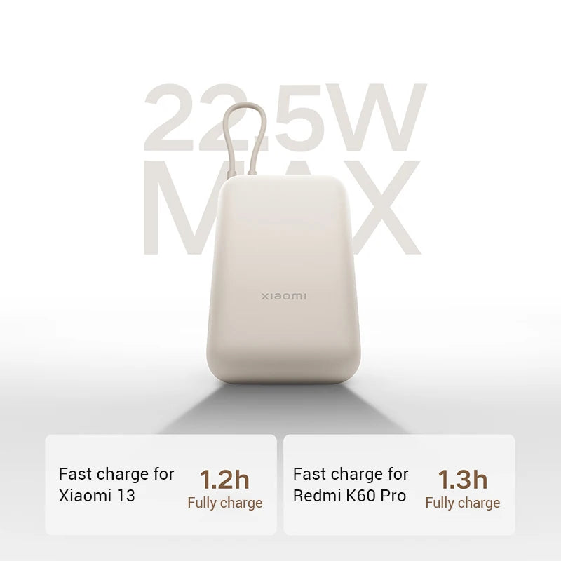 Xiaomi Built In Cable Power Bank 10000mAh 22.5W P15ZM Type-C Two way Fast Charging Mi Powerbank Portable Powerbank For iPhone