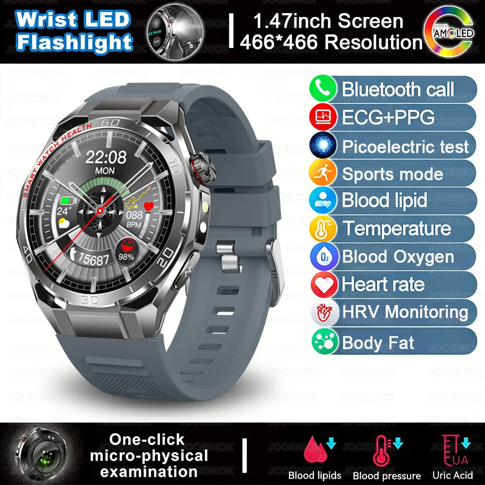 2026 New Accurate Measurement Health Smart Watch Blood Pressure Blood Lipids ECG+PPG Uric Acid BT HD Call Smartwatch Men Women