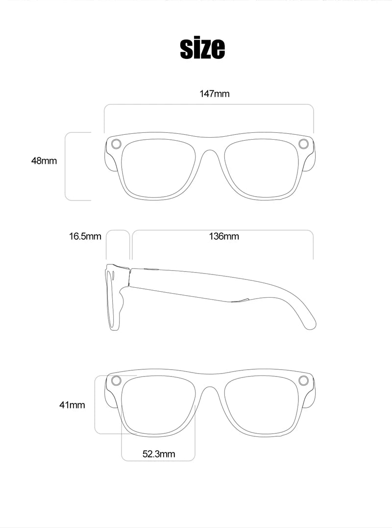 4K HD AI Smart Glasses 800w Pixel Multifunctional Camera Bluetooth Call Voice Assistant Music Player Smart Translation ﻿