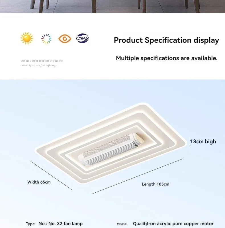 LED Invisible Bladeless Ceiling Fan Chandelier Smart Home Decoration for Living Room Bedroom Children's Room Indoor Lamps
