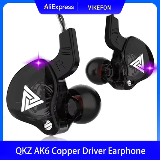 VIKEFON QKZ AK6 In Ear Earphone 6 Dynamic Driver Unit Headphone With Mic Stereo Sports HIFI Subwoofer Headset Monitor Earbuds
