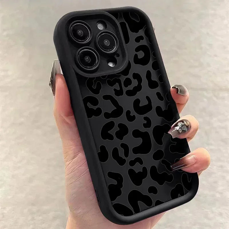 Stylish Leopard Print Phone Case, Retro Aesthetic Shockproof Cover For iPhone 17 14 15 16 Pro Max 11 12 13 Soft Thickened Cover