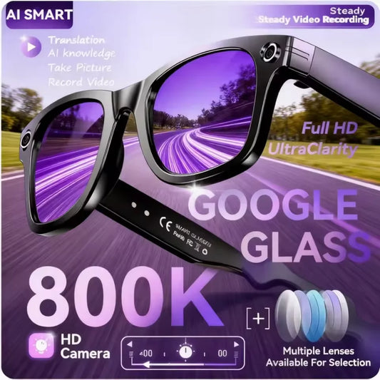 800W Camera AI Smart Glasses Men Color-Changing Translation Photo Video Recording Waterproof
