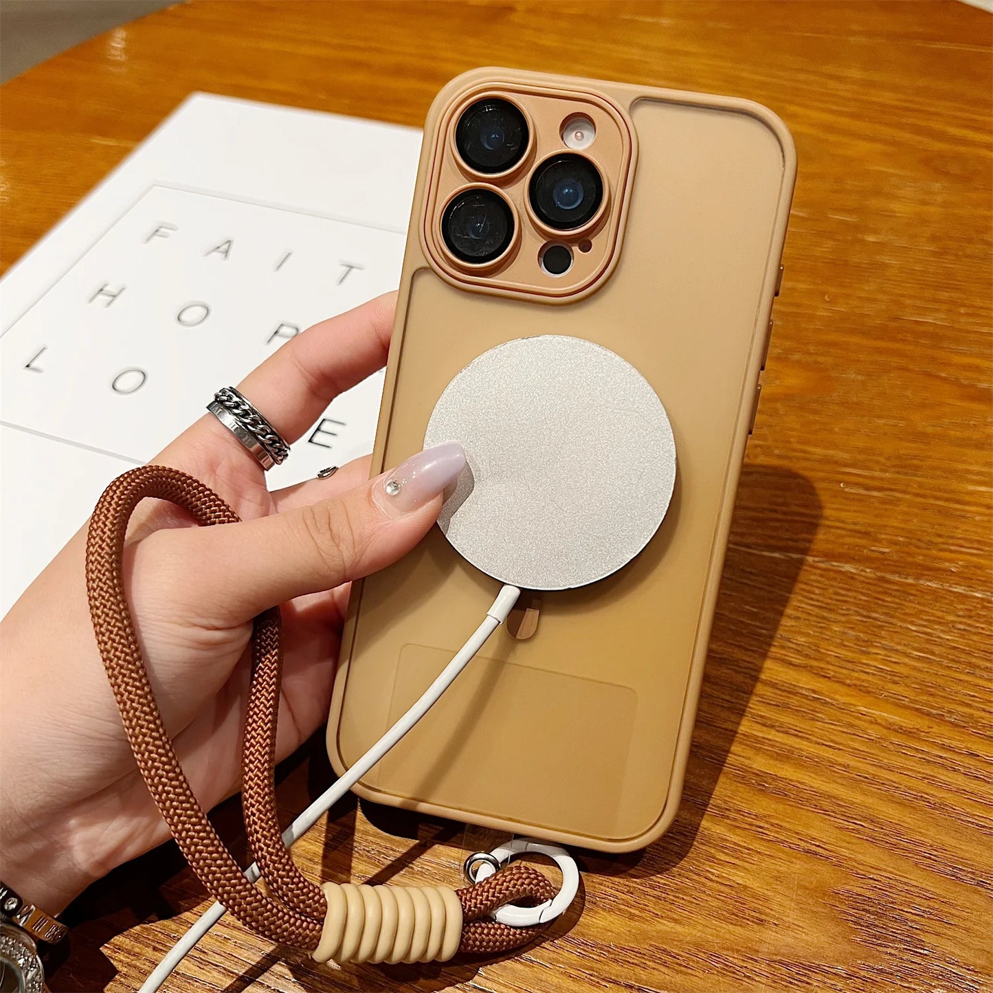 Clear Magsafe Shockproof Bumper Matte Case For iPhone 17 16 14 13 Mini 15 12 11 Pro Max Plus Lanyard Wrist Strap Magnetic Cover