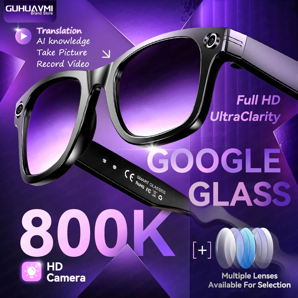 AI Smart Glasses 8MP Camera Video Recording 100 Languages Translation Bluetooth Call Music 2025
