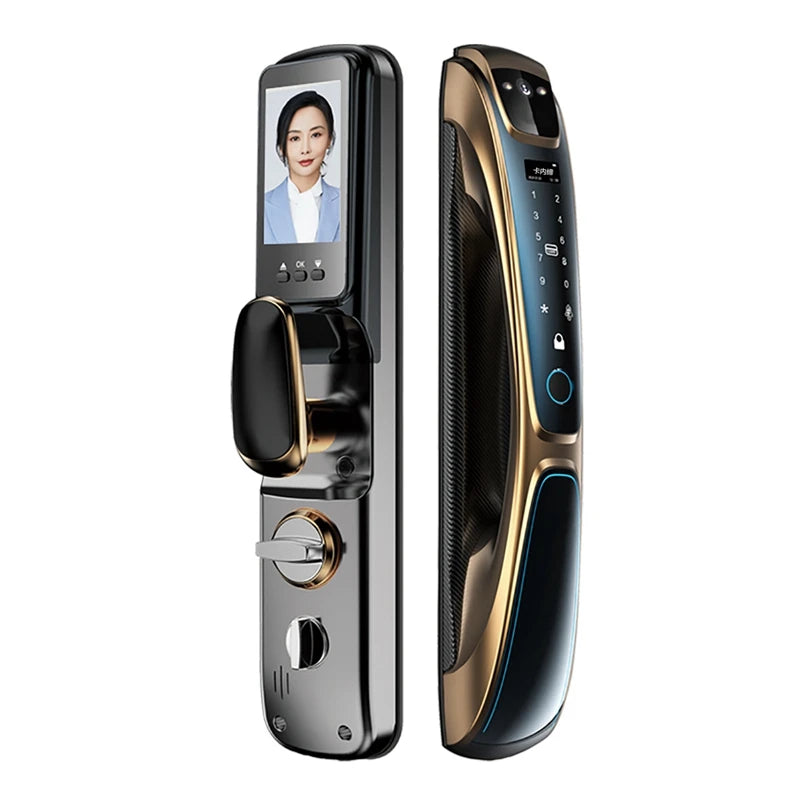 3D Face Recognition Cat Eye Fingerprint Wifi Smart Door Lock Password IC Card APP Control Key Backup Unlock For Home Apartment