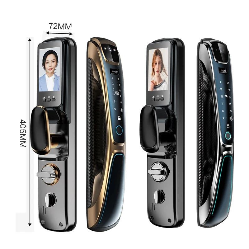 3D Face Recognition Cat Eye Fingerprint Wifi Smart Door Lock Password IC Card APP Control Key Backup Unlock For Home Apartment