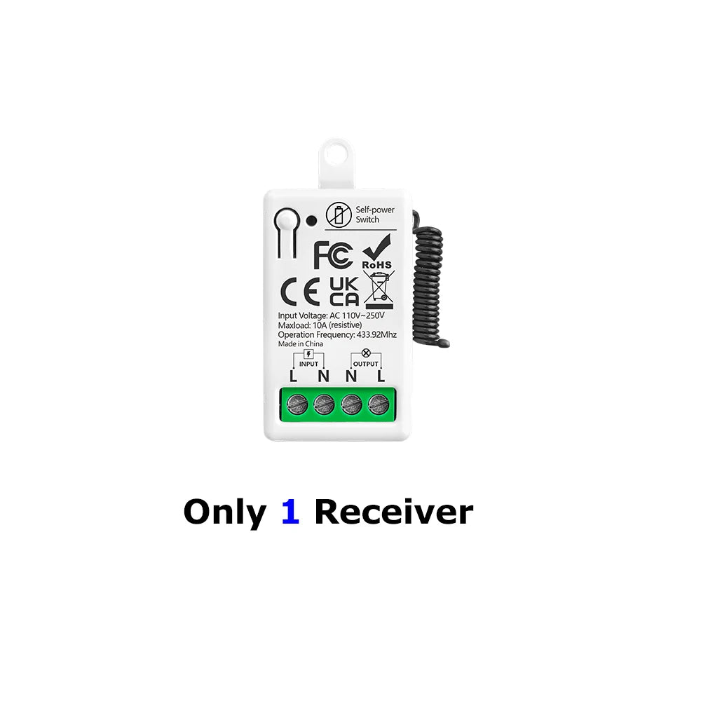 433MHz Wireless Smart On Off Switch 220V Mini Relay,86 Self-Powered Push Button Wall Switch No Need Battery for Home Improvement
