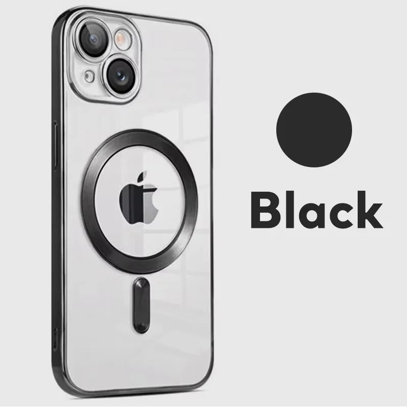 Luxury Wireless Magnetic Cover For Apple Original Magsafe Case Iphone 16 15 13 12 11 Pro Max 14 Plus Plating Clear Lens Protecto