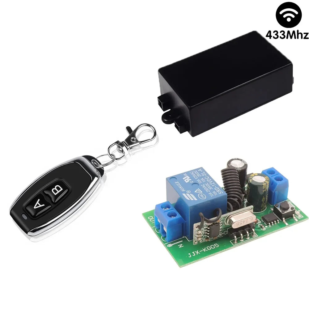 220V Wireless Switch 433MHz Light Remote Control Switch 10A Relay Module Universal Transmitter KeyFob for Smart Home LED Fan DIY