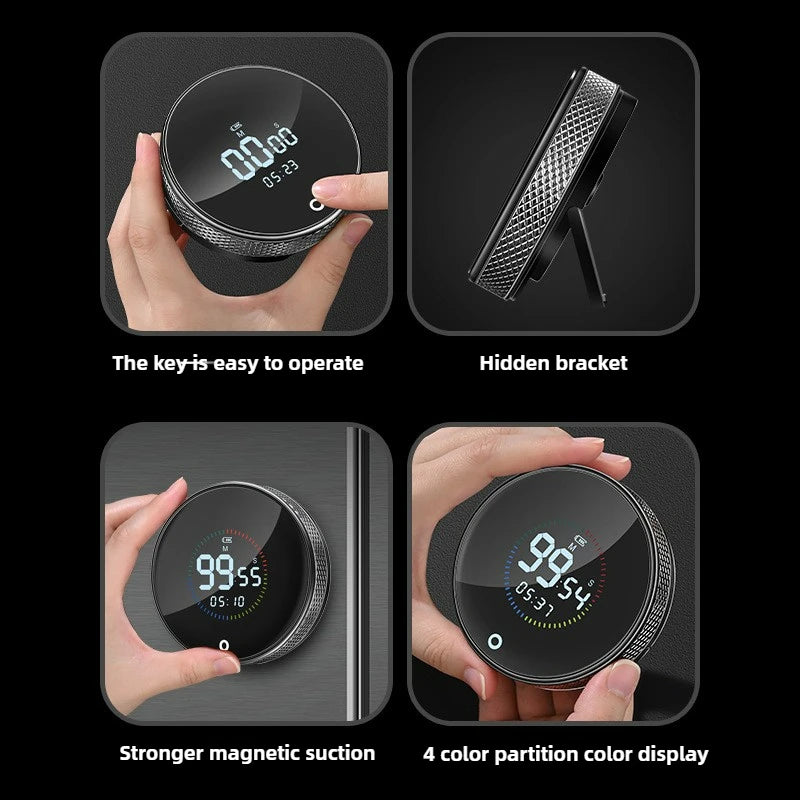 USB Charging Electronic Timer Magnetic Suction Rotary Timer Kitchen Baking Student Countdown Manage