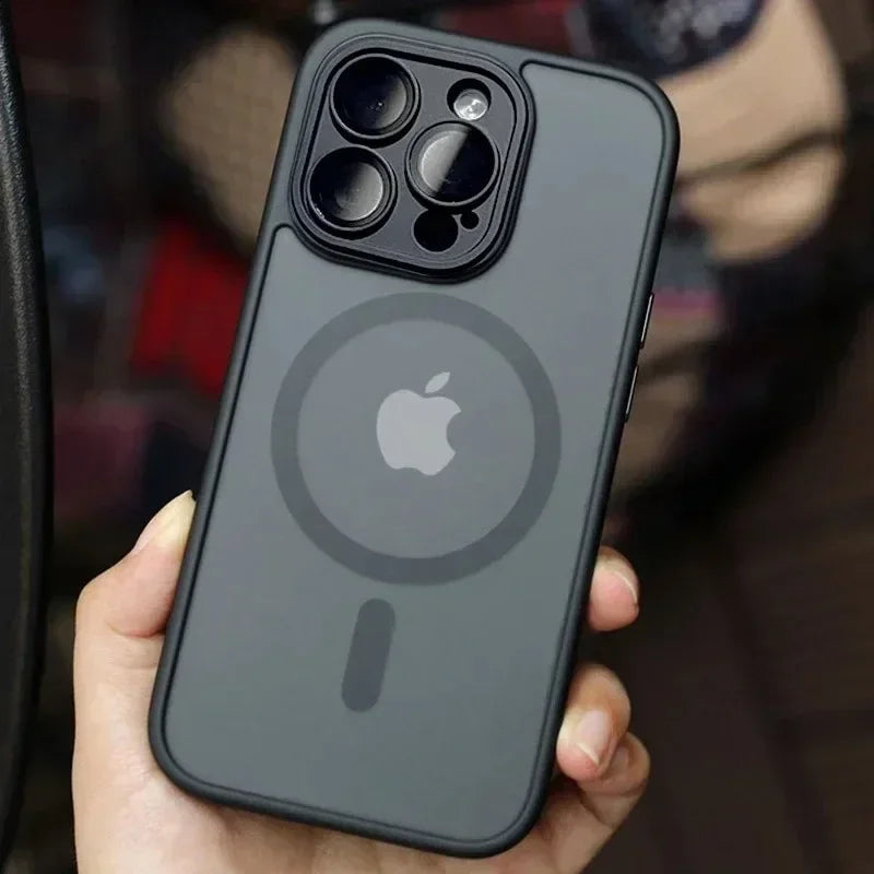Magnetic Luxury Matte Translucent Armor Shockproof Case For iPhone 16 14 13 15 Pro Max Plus For Magsafe Wireless Charge Cover