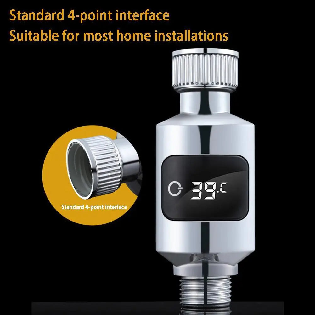 LED Digital Shower Pyrometer Temperature Monitor Electricity LED Display 360° Rotating Screen For Home Kitchen Bathroom New