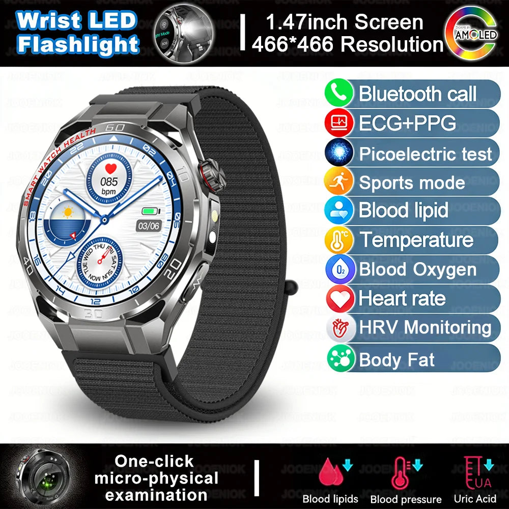 2026 New Accurate Measurement Health Smart Watch Blood Pressure Blood Lipids ECG+PPG Uric Acid BT HD Call Smartwatch Men Women