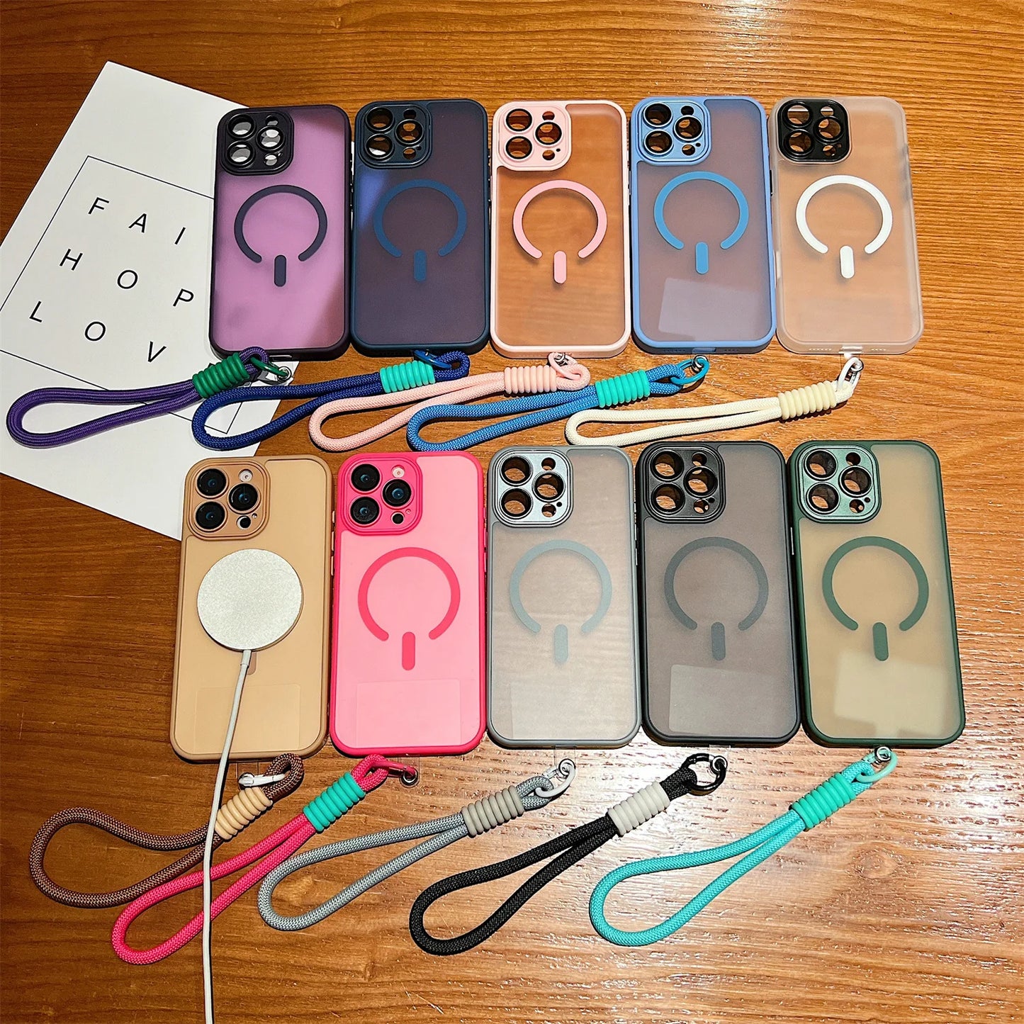 Clear Magsafe Shockproof Bumper Matte Case For iPhone 17 16 14 13 Mini 15 12 11 Pro Max Plus Lanyard Wrist Strap Magnetic Cover