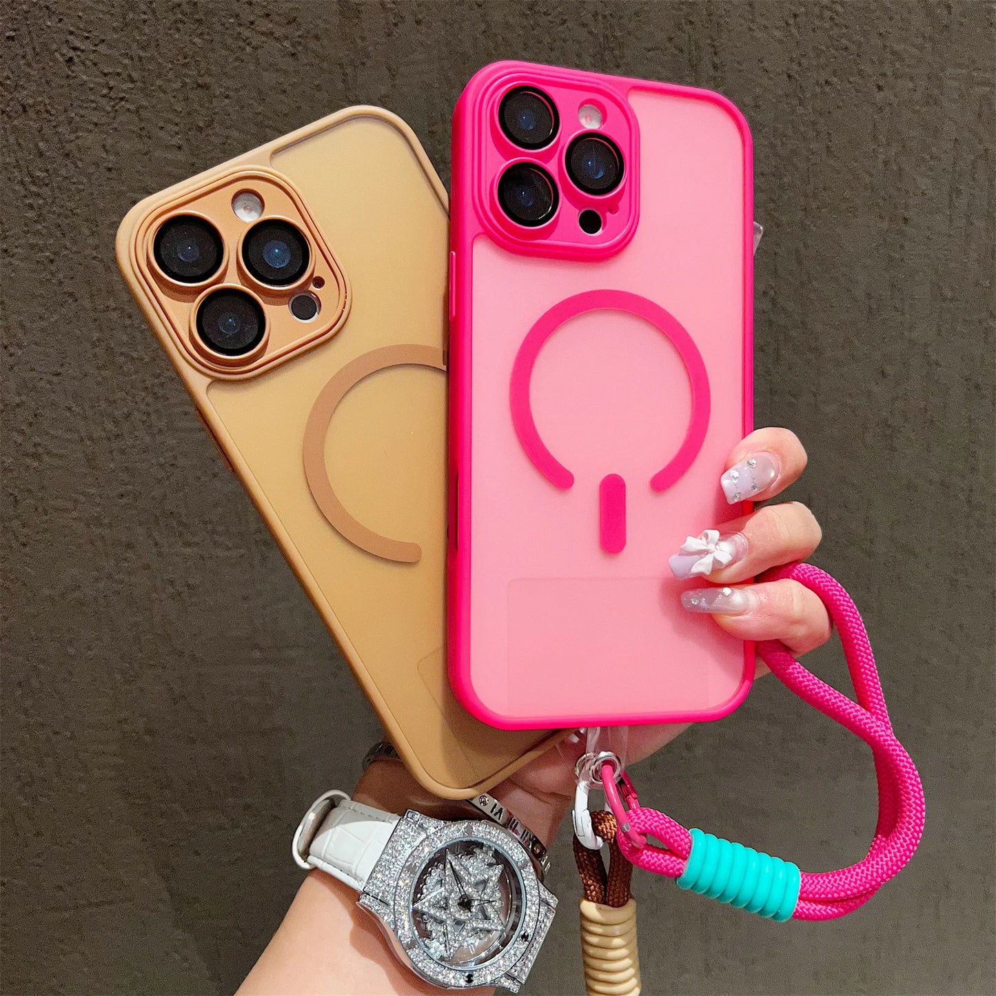 Clear Magsafe Shockproof Bumper Matte Case For iPhone 17 16 14 13 Mini 15 12 11 Pro Max Plus Lanyard Wrist Strap Magnetic Cover