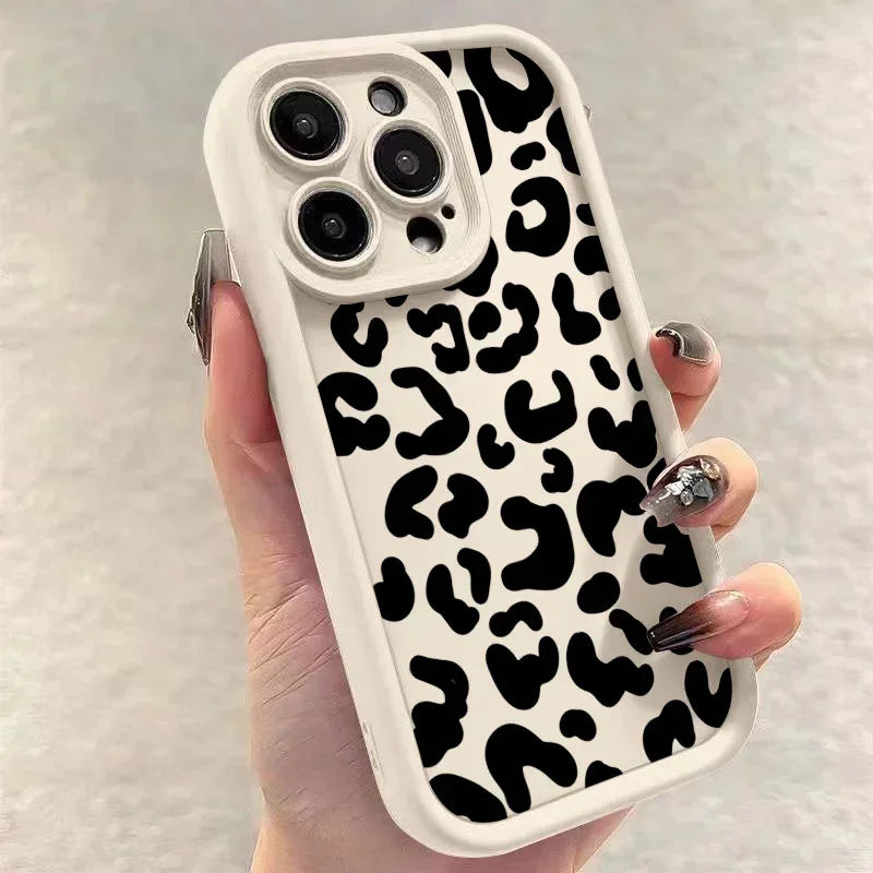 Stylish Leopard Print Phone Case, Retro Aesthetic Shockproof Cover For iPhone 17 14 15 16 Pro Max 11 12 13 Soft Thickened Cover