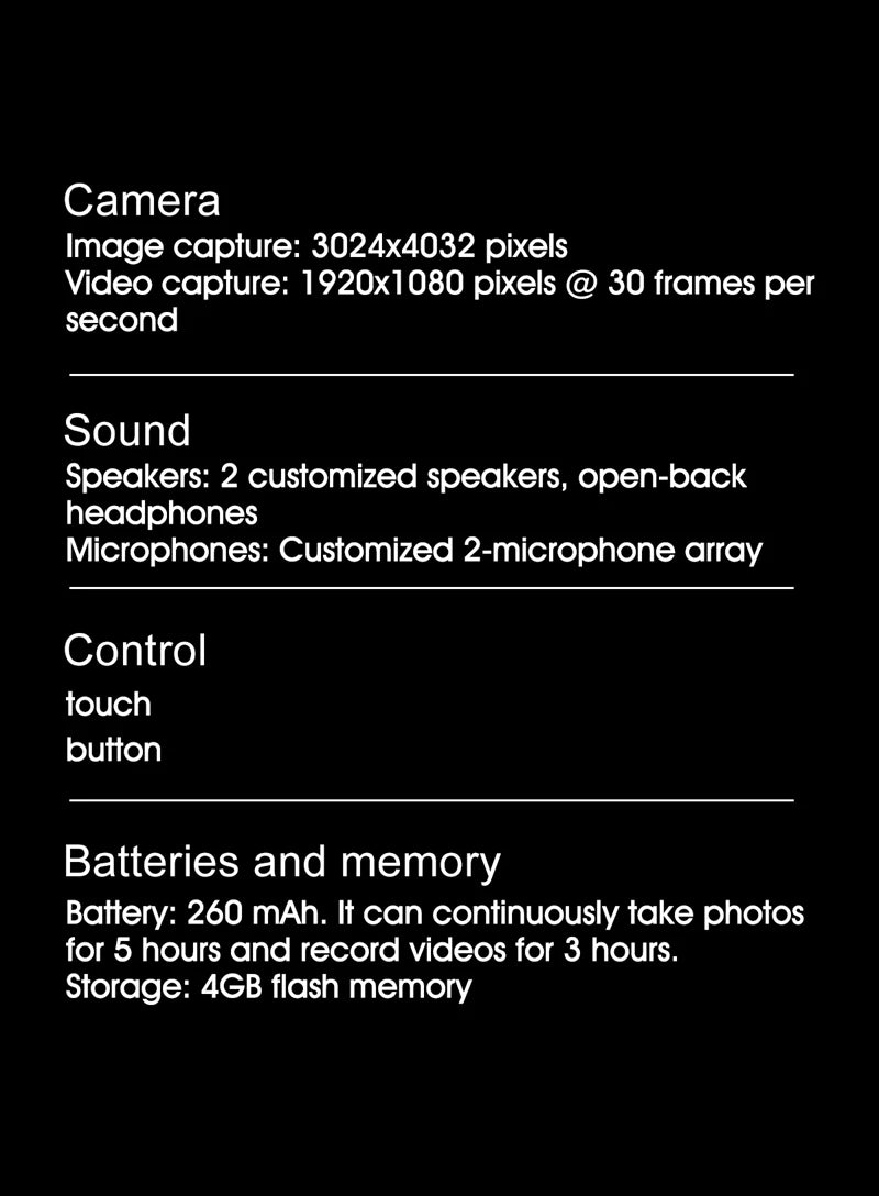4K HD AI Smart Glasses 800w Pixel Multifunctional Camera Bluetooth Call Voice Assistant Music Player Smart Translation ﻿