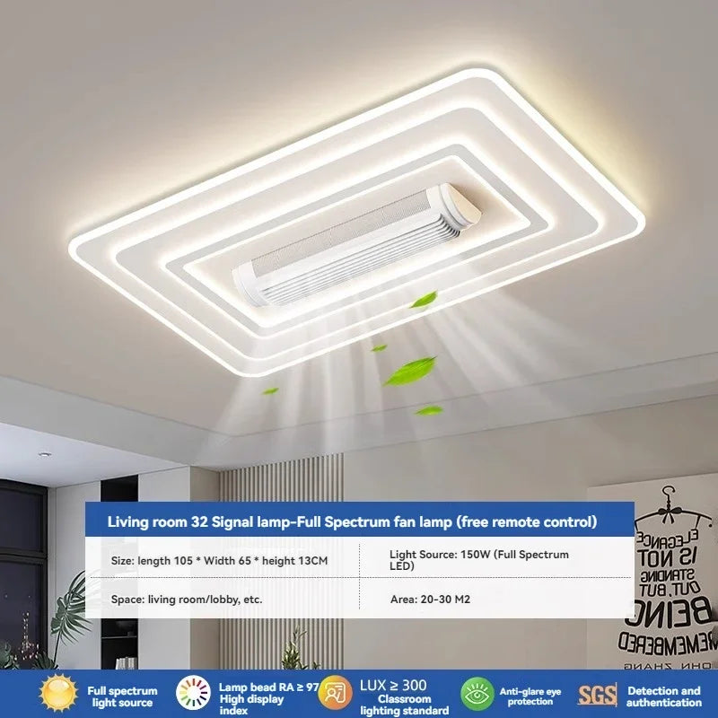 LED Invisible Bladeless Ceiling Fan Chandelier Smart Home Decoration for Living Room Bedroom Children's Room Indoor Lamps