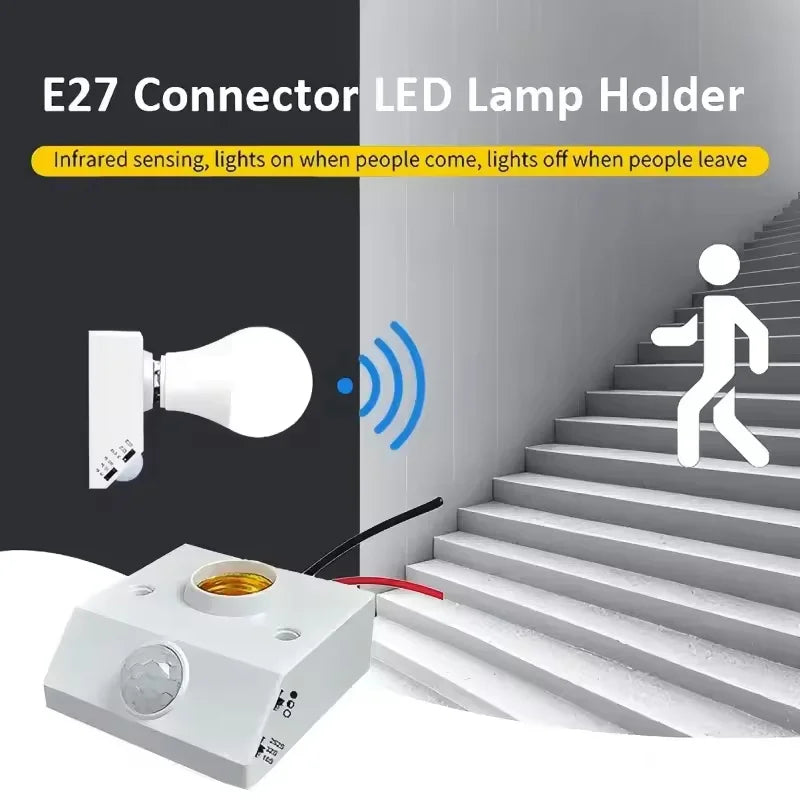 Smart 110-240V PIR Induction Infrared Motion Sensor E27 LED Lamp Base Holder With Light Control Switch Bulb Socket Adapter