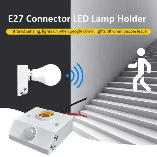 Smart 110-240V PIR Induction Infrared Motion Sensor E27 LED Lamp Base Holder With Light Control Switch Bulb Socket Adapter