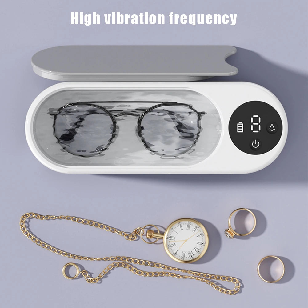 Ultrasonic Jewelry Cleaner Machine Multifunctional Glasses Cleaner Portable Cleaning Machine USB Rechargeable for Ring Necklaces