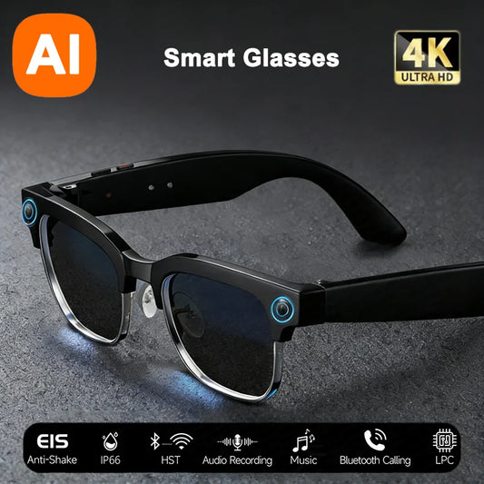 4K HD AI Smart Glasses 800W Pixel Camera Bluetooth Call Voice Assistant Music Smart Translation
