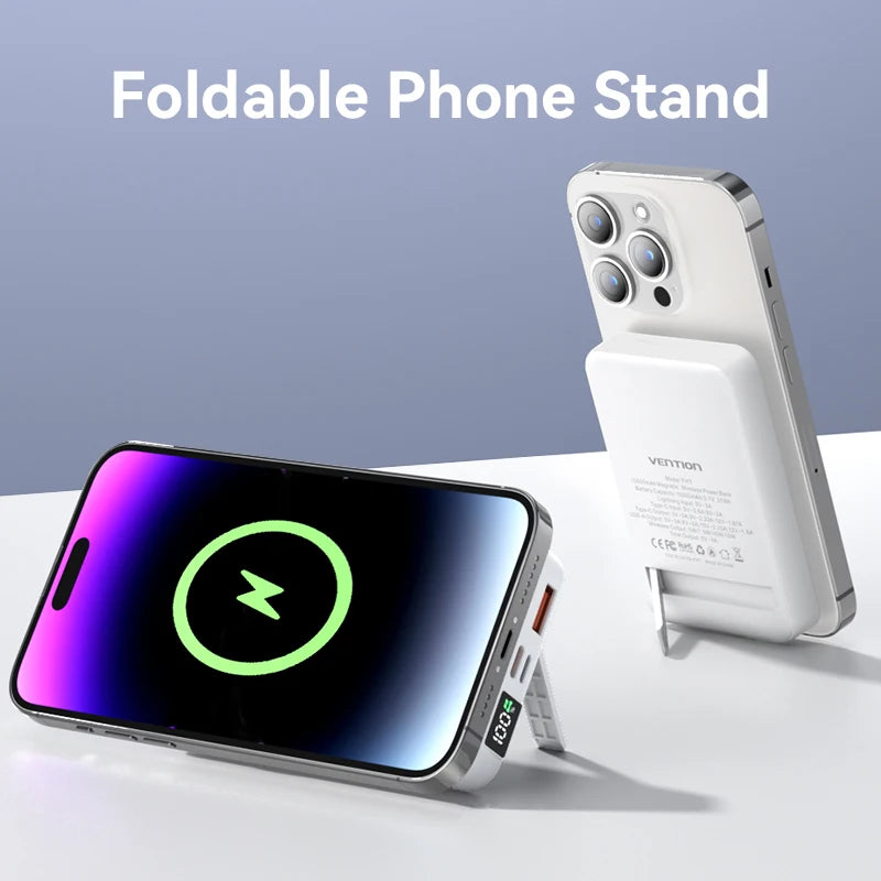 Vention 10000mAh Power Bank Magnetic Portable PD 22.5W Wireless Fast Charging Mini PowerBank for iPhone 15 Pro Max 14 13 12