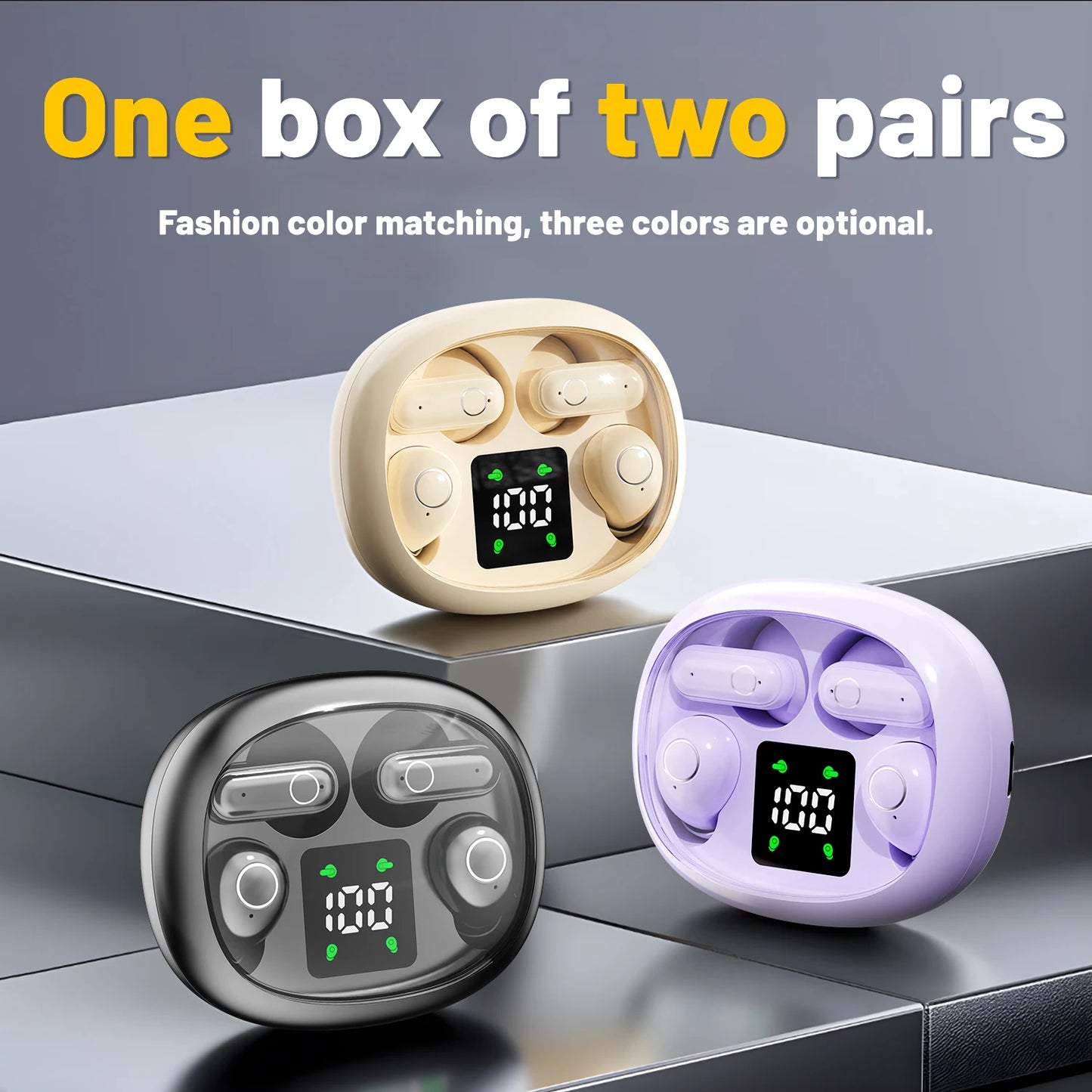 2026 New Design True Wireless In-Ear And Clip-On TWS Couples Fasion Daul Headset Mini Couples Earbuds Gaming TWS Earphones